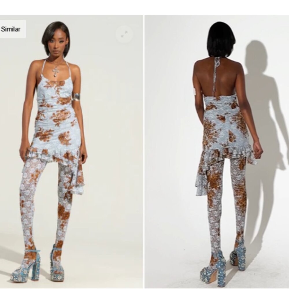 FOR THE GIRLYS FLORAL LACE MINI DRESS AND TIGHTS SET - XL